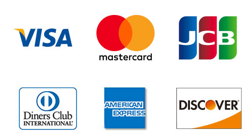 VISA,MasterCard,JCB,Diners,AMERICANEXPRESS,DISCOVER